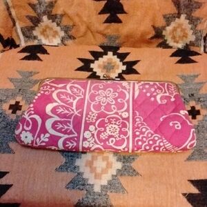 Vera Bradley Pink Floral Quilted Clutch Wallet